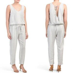 Cloth & Stone Striped Linen Blend Jumpsuit xs